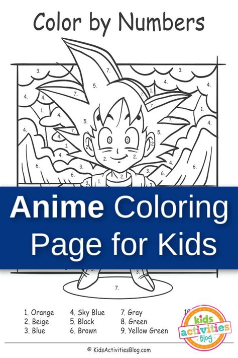 an animal coloring page for kids with the text, color by numbers anime coloring page for kids