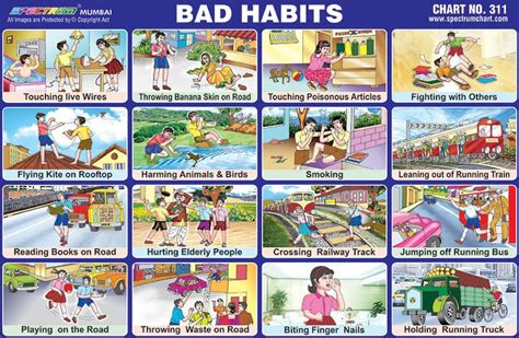 25 x Pre - School Children Bad Habits Learning Educational Pictorial ...