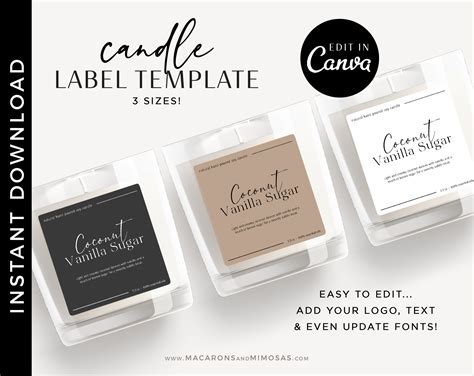 Editable Candle Label Template • Macarons and Mimosas