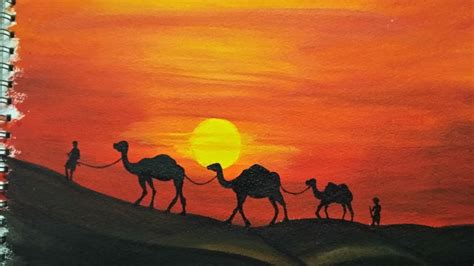 Desert Painting with Camels | Easy Landscape Painting for Beginners | Acrylic Painting Tutorial ...