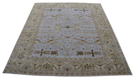 12x14 Hand Knotted Light Blue Oushak Oriental Rug - Traditional - Area Rugs - by Oriental Rug Galaxy