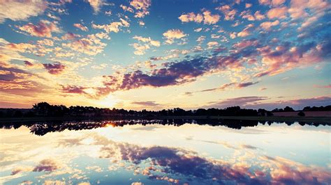 1920x1080 / 1920x1080 lake, reflection, clouds, sky, sunset ...