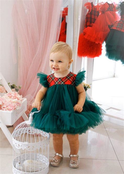 Baby Girl Christmas Dress, First Christmas Dress, Size 9 12 18 Months, Fluffy Green Emerald ...