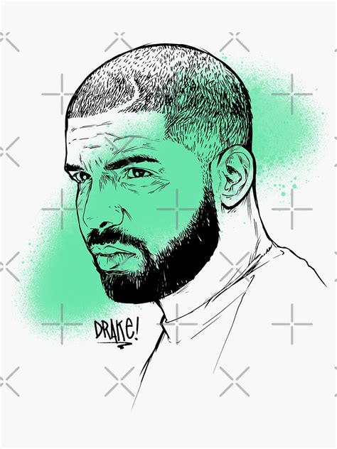 "Drake Portrait Sketch Drawing " Sticker for Sale by BasicLee | Redbubble