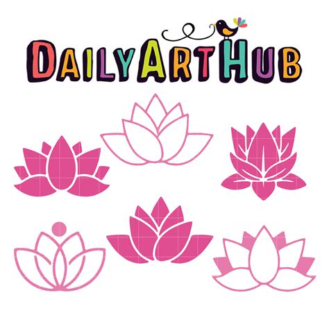 Lotus Flower Icon Collection Clip Art Set – Daily Art Hub // Graphics, Alphabets & SVG