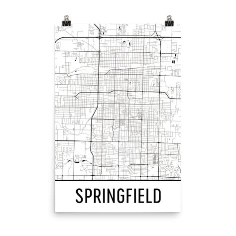 Springfield Missouri, Street Map Poster | Springfield map, Street map, Springfield mo