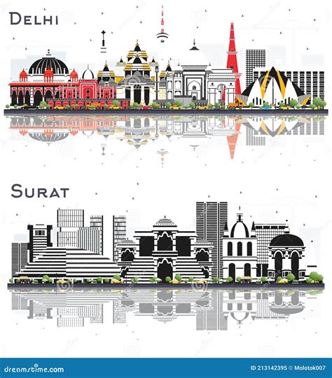 Surat City Skyline Golden Silhouette. Cartoon Vector | CartoonDealer ...