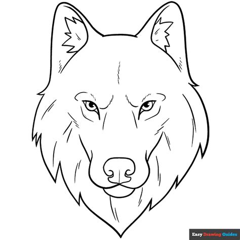 Wolf Face and Head Coloring Page | Easy Drawing Guides