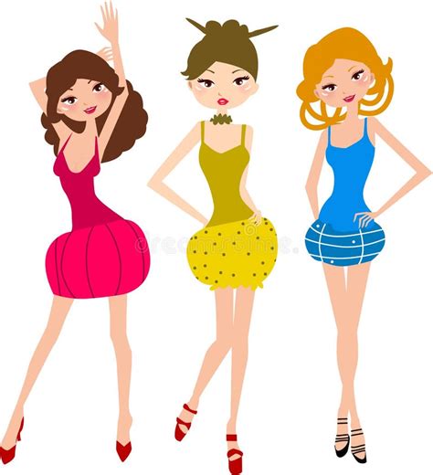 Three girls stock vector. Image of accessory, girl, feminine - 12197021