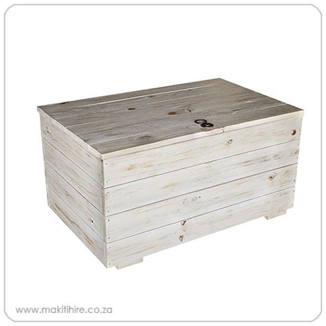 Coffee Table - Storage (White Wash Finish) - MAKITI Hire