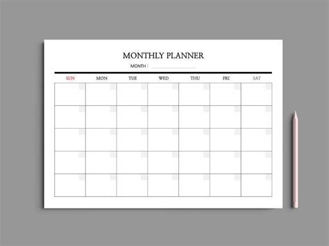 5 Color Printable Monthly Planner A4 / Monthly Planner | Etsy