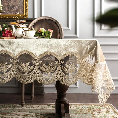 Vintage Gold Elegant Lace Tablecloth - Little Tailor Studio