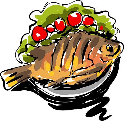 Fried Fish Drawing Stock Illustration - Download Image Now - iStock