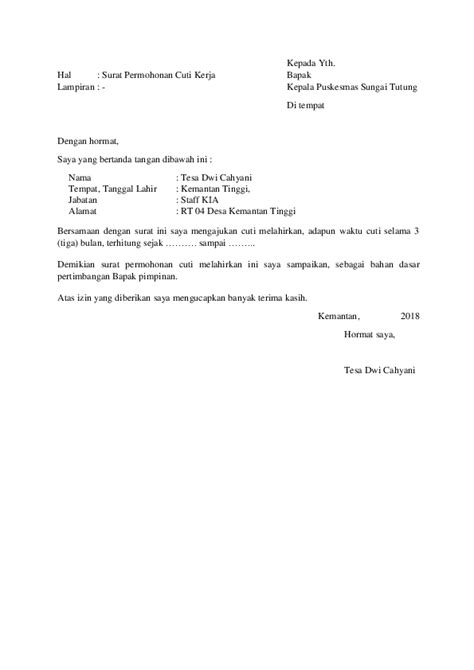 (DOC) Contoh surat cuti melahirkan | Zzekiy Piardy - Academia.edu