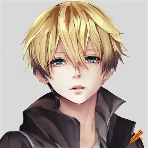 Cool anime boy with blonde hair and intense gaze on Craiyon