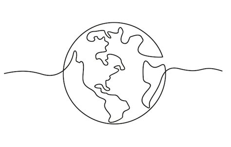 Premium Vector | Globe Earth globe one line drawing of world map minimalist Continuous line drawing