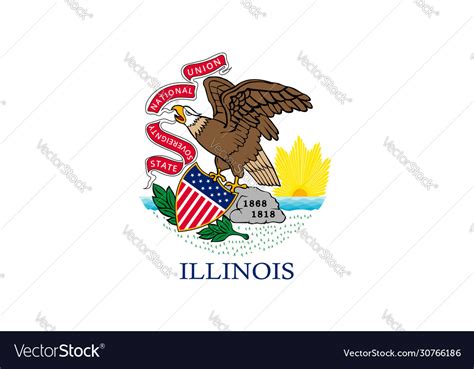 Flag illinois state coat of Royalty Free Vector Image