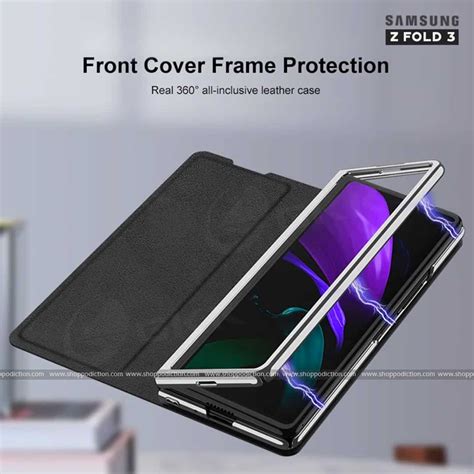 Luxury Tempered Glass Leather Flip Case Samsung Z Fold 3 - Shoppodiction.com