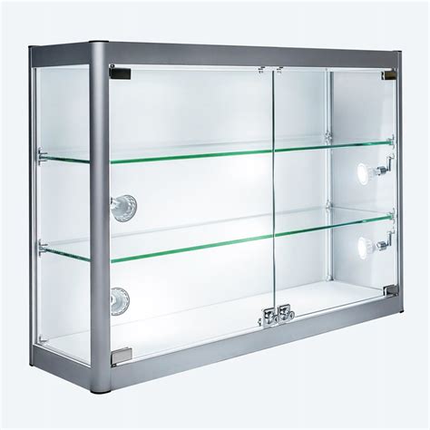 Aluminium & Glass Wall Mounted Display Cabinet 800mm W X 200mm D X ...