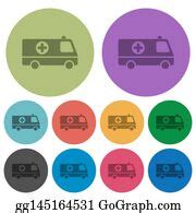 18 Ambulance Car Side View Flat Round Icons Clip Art | Royalty Free ...