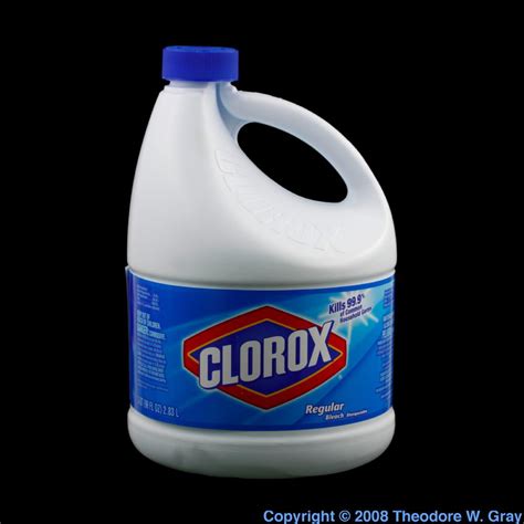 Clorox bleach, a sample of the element Chlorine in the Periodic Table