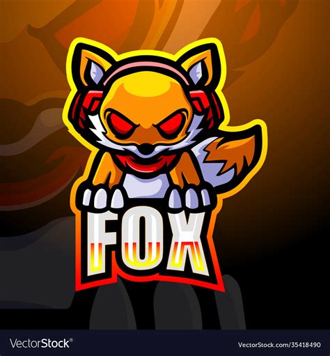 Fox gaming mascot esport logo design Royalty Free Vector