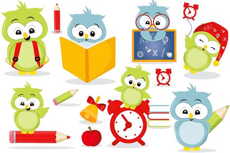 Owls in school clipart, Owls in school graphics