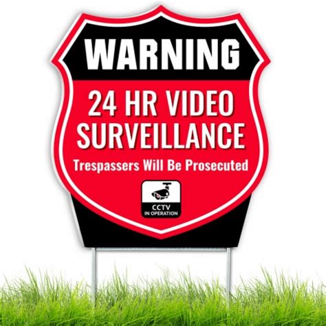 Signs Authority 24-h-Video Red Coroplast Surveillance Signs Outdoor | No Trespassing, 0.39 H 12. ...