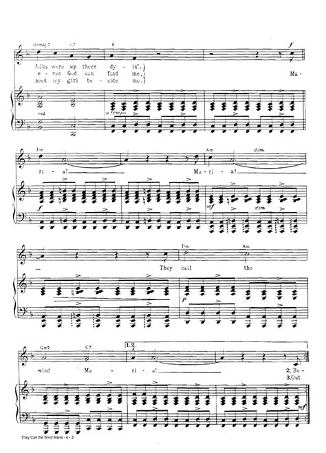 THEY CALL THE WIND MARIA Piano Sheet music | Easy Sheet Music