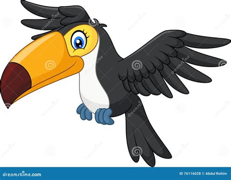 Cartoon Funny Toucan Flying Stock Vector - Illustration of tropical, drawing: 76116028