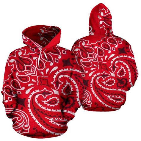 Bandana Fever Big Red Bandana Print Pullover Hoodie #la #streetfashion ...