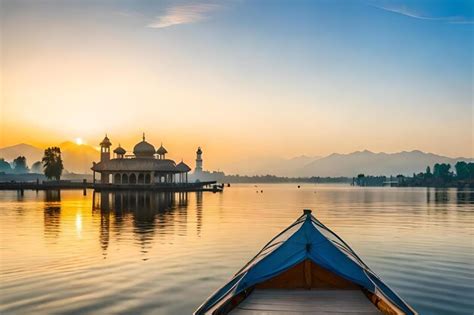 Premium Photo | A boat ride on the lake at sunset