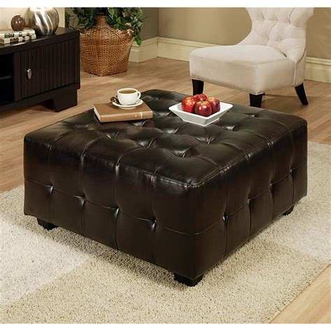 Abbyson Living Leather Square Cocktail Ottoman by OJ Commerce ABBL105 - $315.00