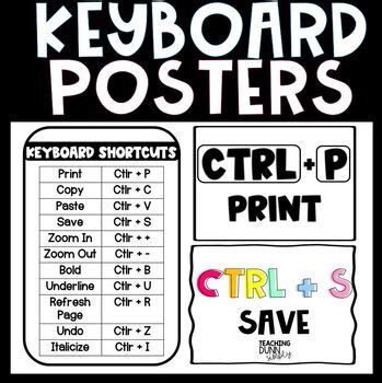 Keyboard Shortcuts Posters - Keyboarding Posters by Teaching Dunn Simply