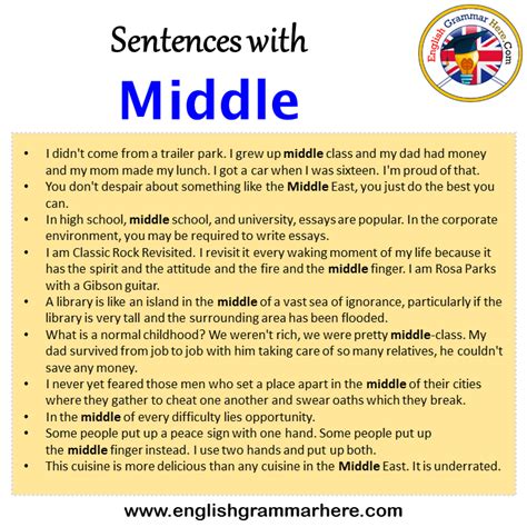 Sentences with Middle, Middle in a Sentence in English, Sentences For ...