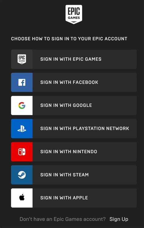 CHOOSE HOW TO SIGN IN TO YOUR EPIC ACCOUNT EPIC SIGN IN WITH EPIC GAMES ...