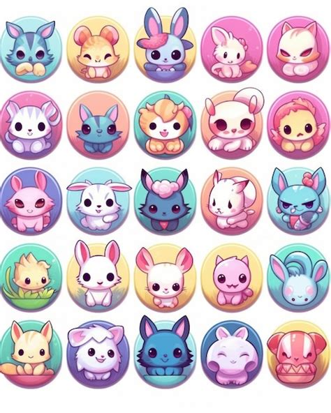 Premium AI Image | Cute cartoon animal faces Vector illustration of kawaii animals faces