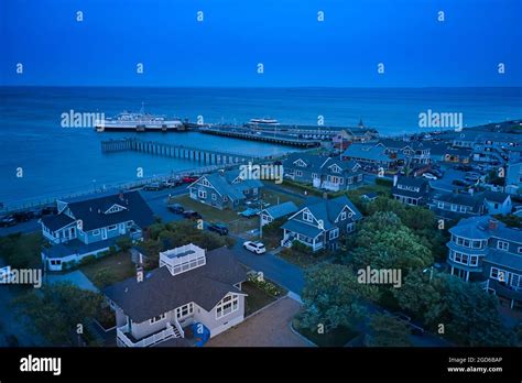 Aerial view of ferry terminal in Oak Bluffs, Martha's Vineyard Stock ...