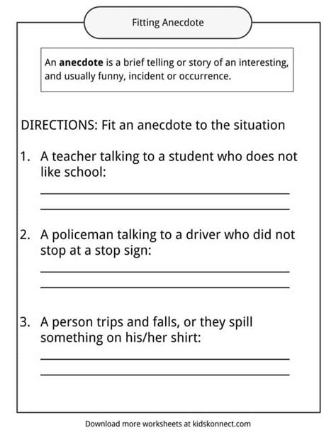 Anecdote Examples, Definition and Worksheets | KidsKonnect | Anecdote, Worksheets, Definitions