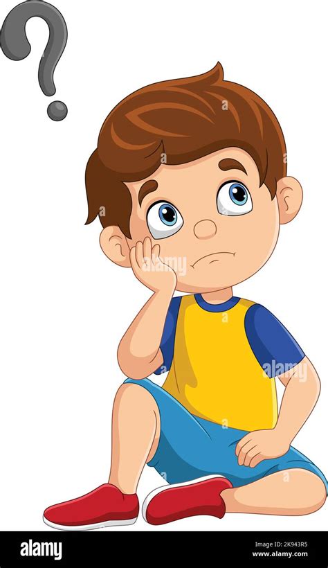 Cartoon little boy thinking with question mark Stock Vector Image & Art ...