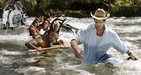 Mel Gibson crossing a river on the set of Apocalypto. Mel Gibson, Two ...