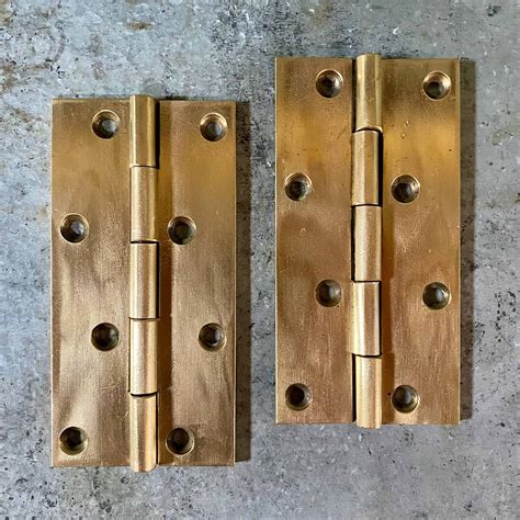 Pair of Antique Brass Hinges - Historic House Salvage