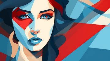 Premium AI Image | Banner of Confidence Woman Stance Bold Red and Blue Geometric Shapes B Design ...