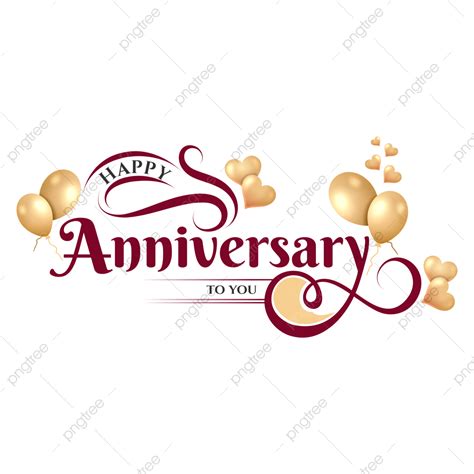 Maroon And Gold Happy Anniversary Text Lettering Greetings, Happy ...