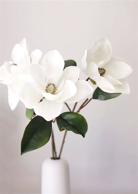 White Real Touch Magnolia Flower - 8" Bloom | Magnolia flower, Flower ...