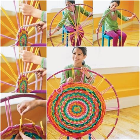 DIY Hula Hoop Woven Rug From Old T-shirts