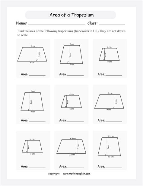 Calculate The Area Of Trapeziums (trapezoids In The Us) By Using Area ...