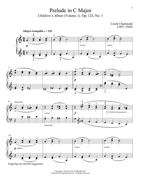 Cecile Chaminade 'Prelude' Sheet Music, Chords & Lyrics | Download Printable Classical PDF Score ...