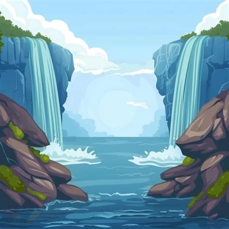 Download Tranquil Waterfalls in a Serene Natural Setting Backgrounds Online - Creative Fabrica