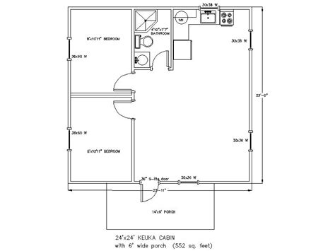 24x24 Keuka cabin 556 sq ft plus 14x6 porch. Woodtex.com | Floor plans, Cabin, Small house